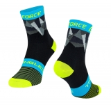 FORCE ponožky TRIANGLE, čierno-fluo-modré